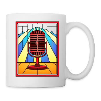 Microphone vintage en vitrail sur scène - Mug blanc - blanc - Droite
