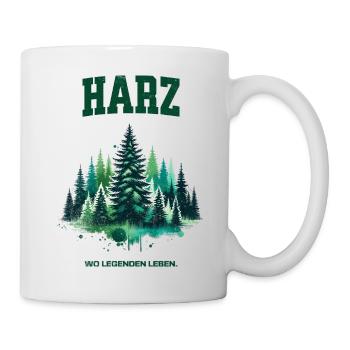 Harz - Wo Legenden leben, Waldliebe Wander Shirt - Tasse - Weiß - Rechts