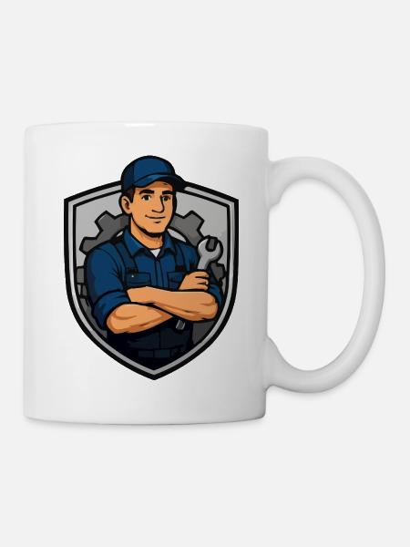 Mechaniker Shield Motiv - Tasse - Weiß