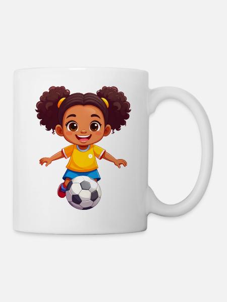 Petite fille qui donne des coups de pied au foot - Mug blanc - blanc