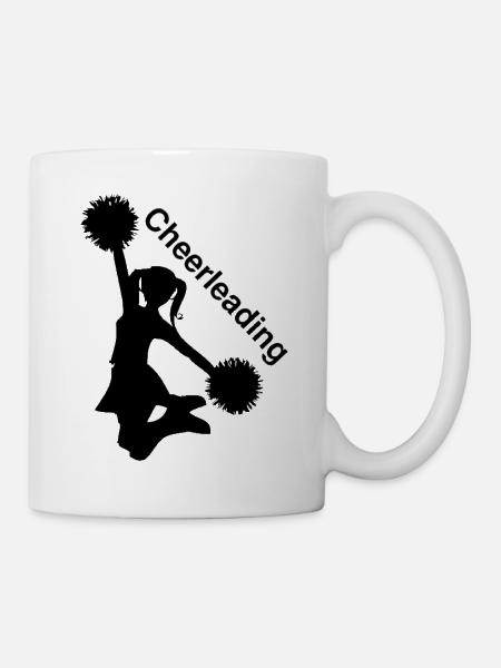 Cheerleading Silhouette mit Pompons - Tasse - Weiß