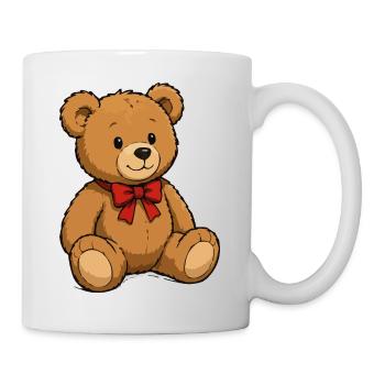 Teddy Bär mit roter Schleife - Tasse - Weiß - Rechts