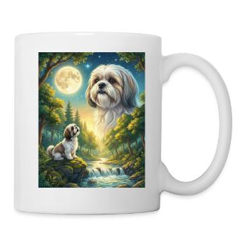 Hurlant à la Lune Mème Chien Shih Tzu - Mug blanc - blanc - Droite
