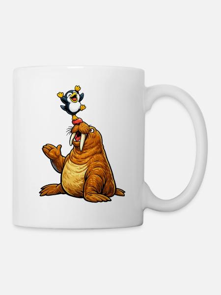 Walross und Pinguin - Tasse - Weiß
