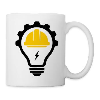 Elektriker Bauhelm Blitz und Glühbirne - Tasse - Weiß - Rechts