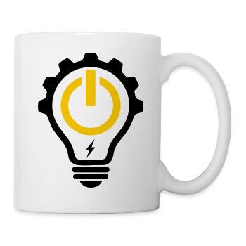 Elektriker Glühbirne Blitz und Zahnrad - Tasse - Weiß - Rechts