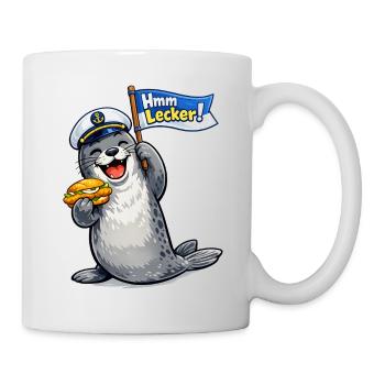 Seehund mit Fahne - Tasse - Weiß - Rechts