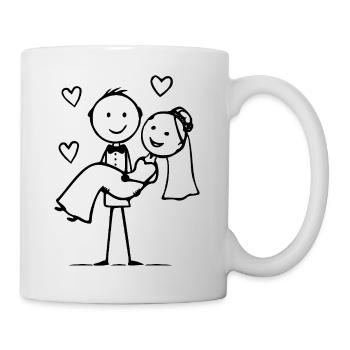 Wedding Couple Cartoon Heart - Mug - white - Right
