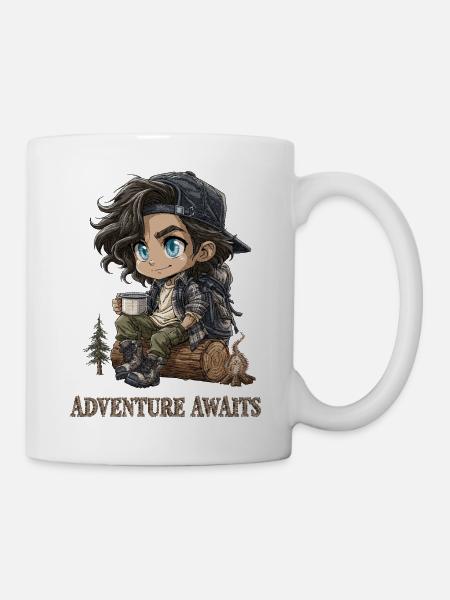 Wanderer Chibi Camping Abenteuer Geschenk - Tasse - Weiß