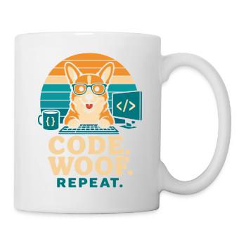 Code Woof Programmeur Répétition Corgi - Mug blanc - blanc - Droite
