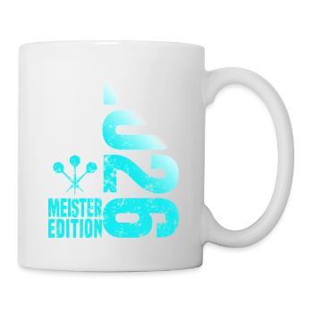 Darts Meister 2026, Kreisliga Shirt cyan weiß - Tasse - Weiß - Rechts