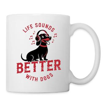 Cute dog with headphones music lover - Mug - white - Right