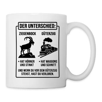Ziegenbock vs Güterzug Meme - Tasse - Weiß - Rechts