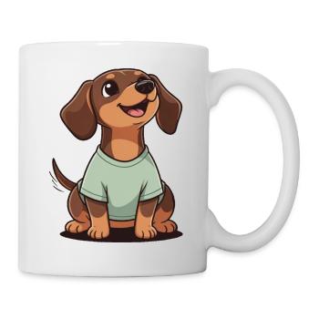 Happy Dachshund Cartoon Heartwarmer Shirt A SHORT LE - Mug blanc - blanc - Droite