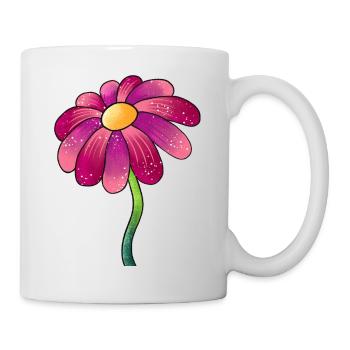 Glitzernde Pink-Daisy Blume - Tasse - Weiß - Rechts