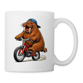 Walrus on the bike - Mug - white - Right