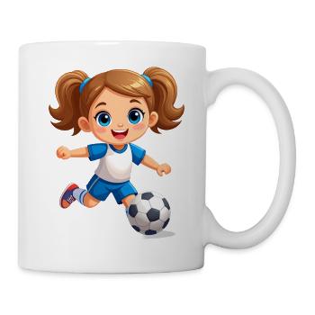 Comic girl en tant que joueuse de football avec le football – Sports - Mug blanc - blanc - Droite