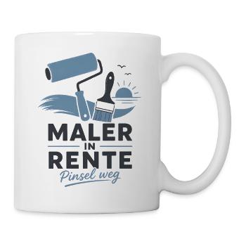 Maler in Rente – Pinsel weg & Farbrolle Grafik - Tasse - Weiß - Rechts