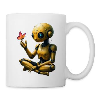 Robot doré avec papillon - Mug blanc - blanc - Droite