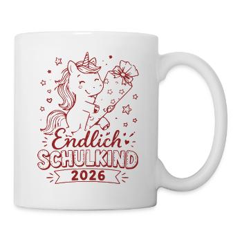 Endlich Schulkind 2026 Unicorn - Tasse - Weiß - Rechts