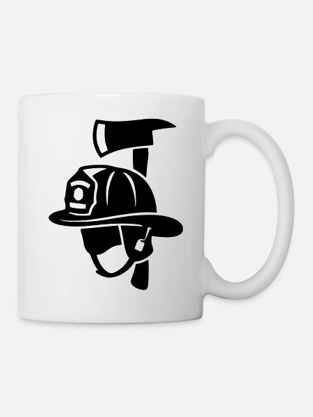 Frontal Feuerwehrhelm Logo - Tasse - Weiß