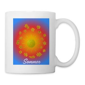Sommer Sonne Glitzerblumen Muster - Tasse - Weiß - Rechts