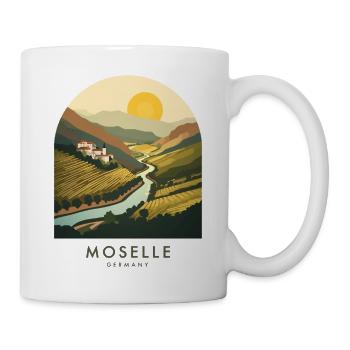 Mosel Germany | Vintage River Valley Poster - Tasse - Weiß - Rechts