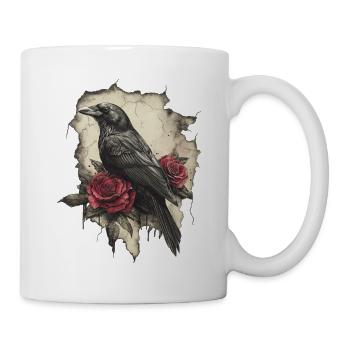 Rabe - Tasse - Weiß - Rechts