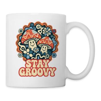 Stay Groovy Retro Pilze - Tasse - Weiß - Rechts