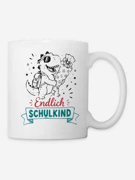 Endlich Schulkind Dino - Tasse - Weiß