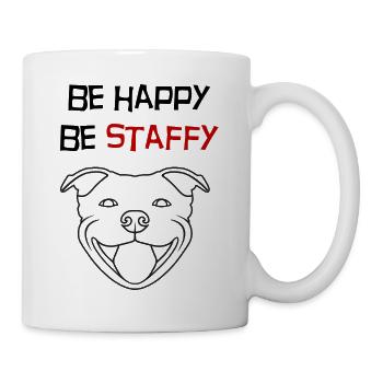 Phrase "sei glücklich, sei staffy" Merkmal – 114b - Tasse - Weiß - Rechts