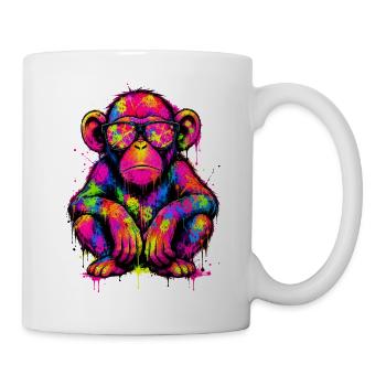 Neonaffen-Graffiti mit Dollarzeichen - Tasse - Weiß - Rechts