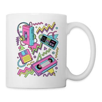 80er 90er Retro Technik Nostalgie Gamer - Tasse - Weiß - Rechts
