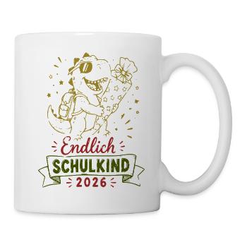 Endlich Schulkind 2026 Dino - Tasse - Weiß - Rechts