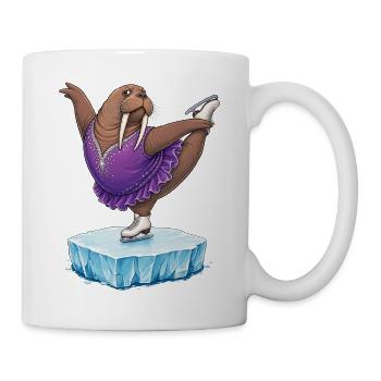 Walross als Eiskunstläuferin auf Eisscholle Kür - Tasse - Weiß - Rechts