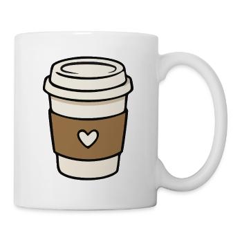 Süße Takeaway-Kaffeetasse mit Herz - Tasse - Weiß - Rechts