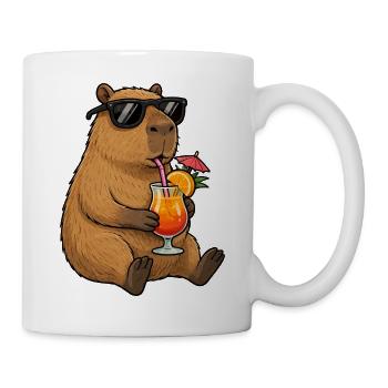 Capybara mit Sonnen-Cocktail-Style - Tasse - Weiß - Rechts