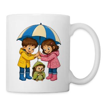 Kinder Regenschirm für Igel Süßes Regen Motiv - Tasse - Weiß - Rechts