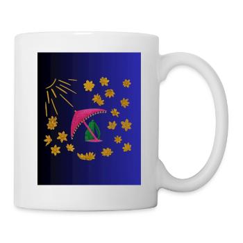 Golden flower parasol in midnight blue - Mug - white - Right