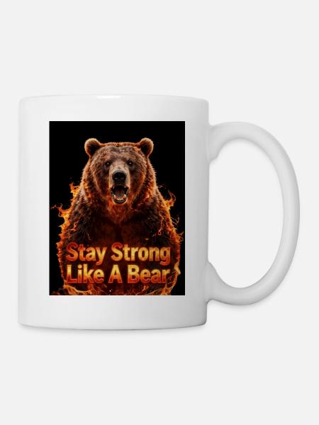Flammenbär: Bleib stark wie ein Bär - Tasse - Weiß