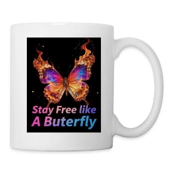 Stay Free Like A Butterfly - Tasse - Weiß - Rechts