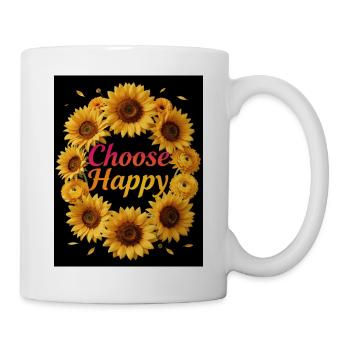 Choose Happy Sonnenblumen Kranz - Tasse - Weiß - Rechts