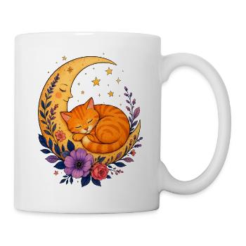 Mond Katze im Blütenmeer - Tasse - Weiß - Rechts