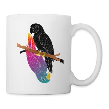 Two Parrots on Branch Cartoon Design - Mug - white - Right