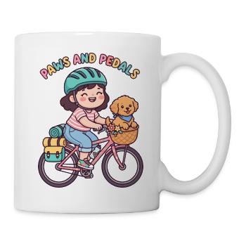 Paws And Pedals Cute Bike Sticker - Mug - white - Right