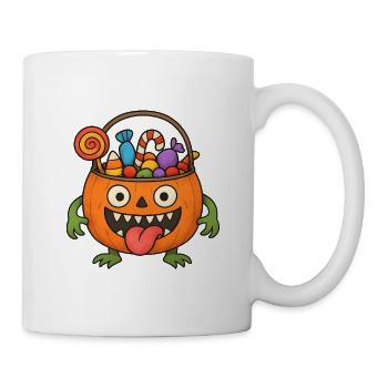 Halloween Suessigkeiten Eimer Monster - Tasse - Weiß - Rechts