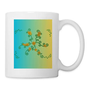Golden Flower Vine Gradient - Mug - white - Right
