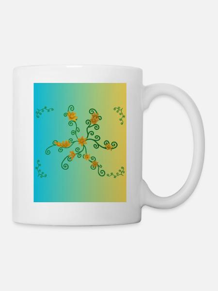 Golden Flower Vine Gradient - Mug - white
