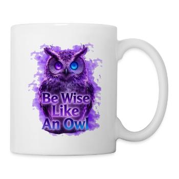 Be Wise Like An Owl Neon Design - Mug - white - Right