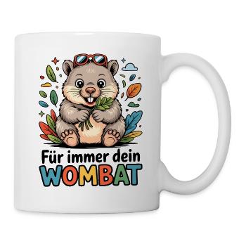 Wombat mit Blättern - Tasse - Weiß - Rechts